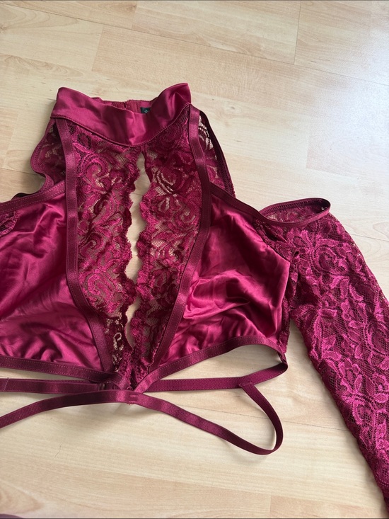 Frederick's of Hollywood Other - Frederick's of Hollywood Zayna Satin Lace 2-Pc Lingerie Set Burgundy Small